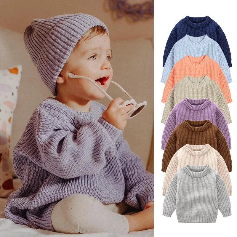 2020 New Fashion 0-5Years Newboorn Baby Girl Winter Autumn Sweaters Long Sleeve Solid Kintting O-Neck Top Fall Clothing