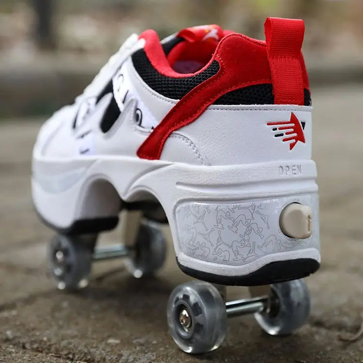 Roller Sneakers For Girl Rollerskates Deformation Shoes Four Wheels Shoes Liang Jiao