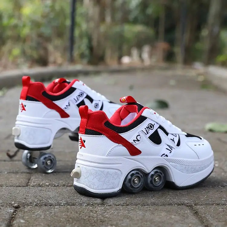 Roller Sneakers For Girl Rollerskates Deformation Shoes Four Wheels Shoes Liang Jiao