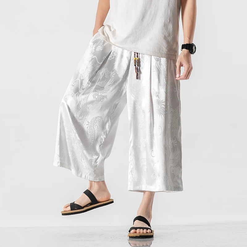 Men Causal Baggy Pants 2022 Men Chinese Style Draped Harem Pants Mens Traditional Wide Leg Pants Male Calf-Length Pants M-5XL