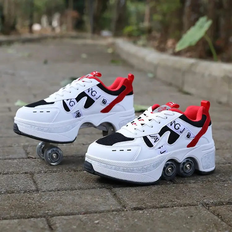 Roller Sneakers For Girl Rollerskates Deformation Shoes Four Wheels Shoes Liang Jiao