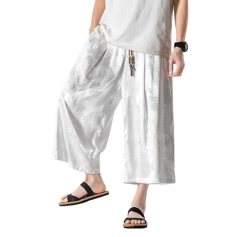 Men Causal Baggy Pants 2022 Men Chinese Style Draped Harem Pants Mens Traditional Wide Leg Pants Male Calf-Length Pants M-5XL