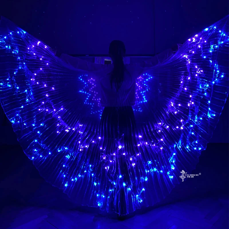 Rainbow Color Alas Angle Led Wings Adult Led Costume Belly Dance LED Wings Children Performance Fluorescent Butterfly Isis Wings