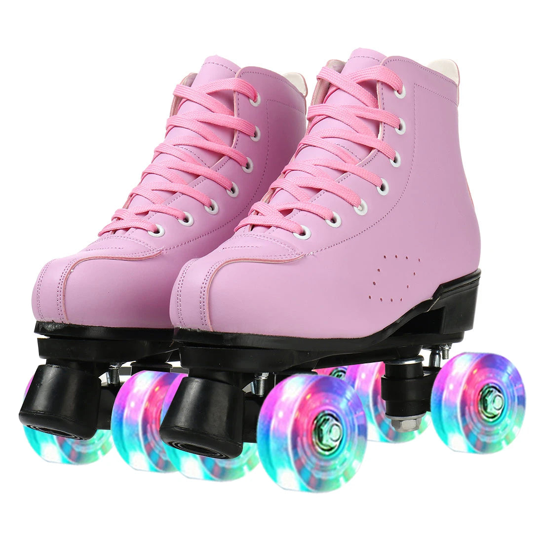 Roller Skates Shoes Inline Skating Quad Adult Double Row Roller Shoes Patins Sliding Sneaker Beginner Microfiber Leather Shoes