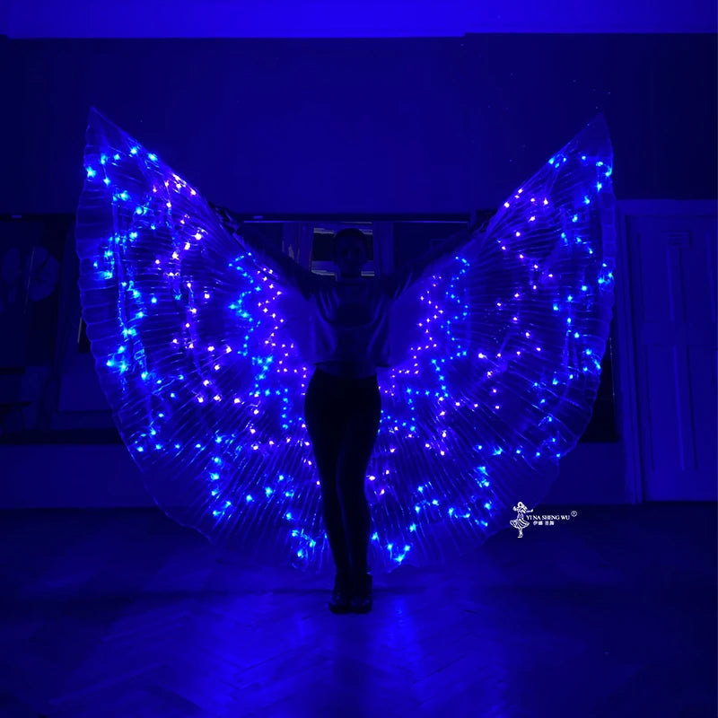 Rainbow Color Alas Angle Led Wings Adult Led Costume Belly Dance LED Wings Children Performance Fluorescent Butterfly Isis Wings