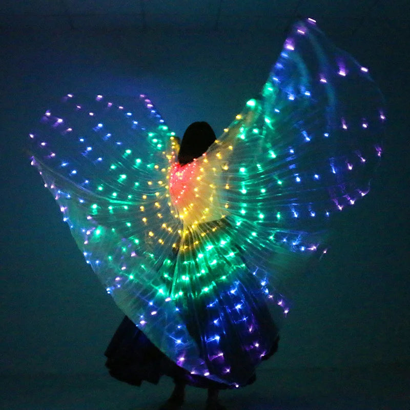 Rainbow Color Alas Angle Led Wings Adult Led Costume Belly Dance LED Wings Children Performance Fluorescent Butterfly Isis Wings