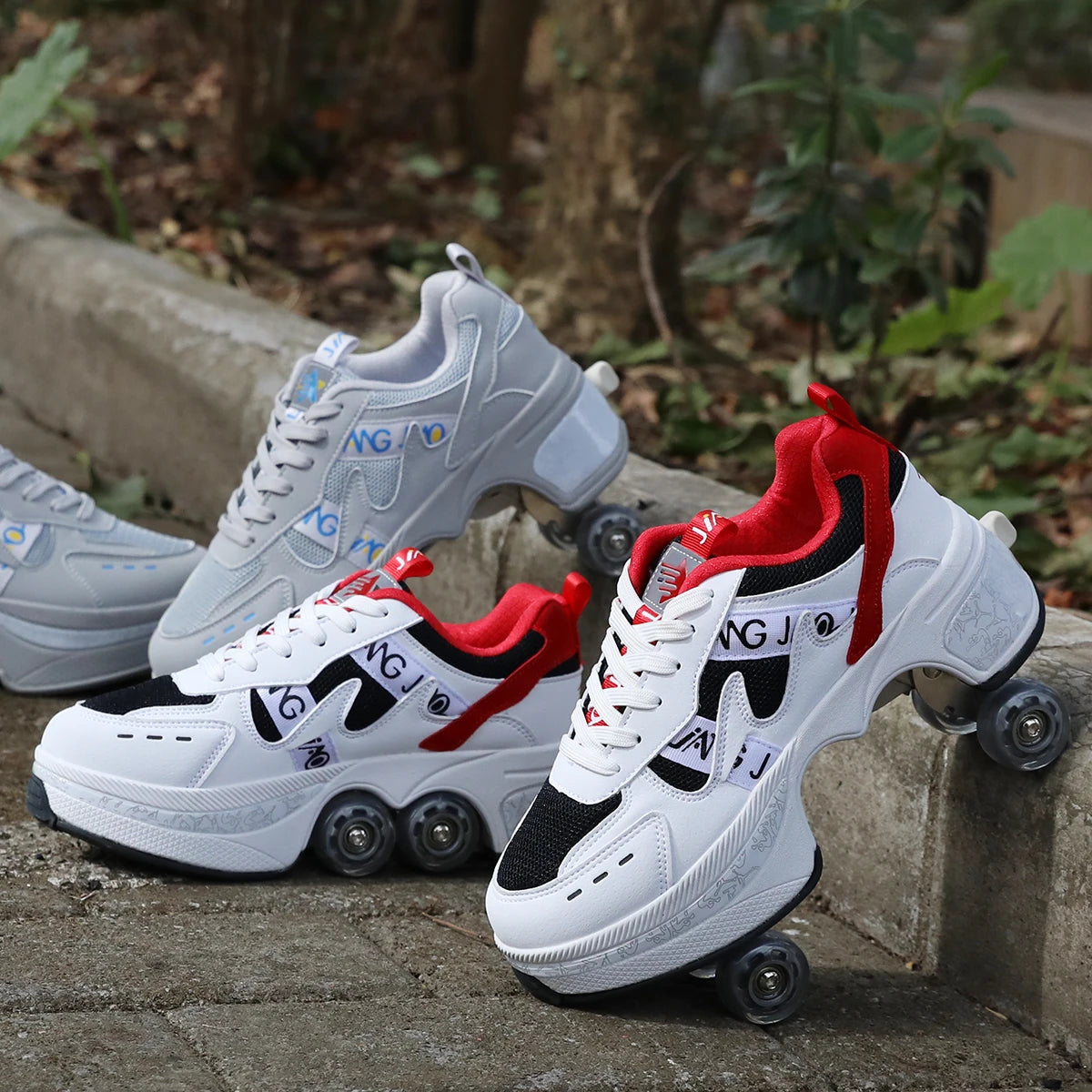 Roller Sneakers For Girl Rollerskates Deformation Shoes Four Wheels Shoes Liang Jiao