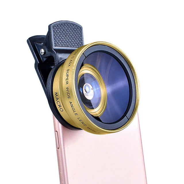 2 In 1 Mobile Phone Lens 0.45x Super Wide Angle 12.5x Macro HD Camera Lens For iPhone 12 11 8 7 6 XS Huawei Xiaomi Samsung