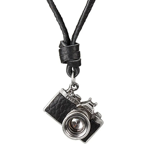 Men Necklace 2023 New Jewelry Camera Pendant Maxi Necklace Men Woman choker Genuine Leather Necklace collier collares kolye item