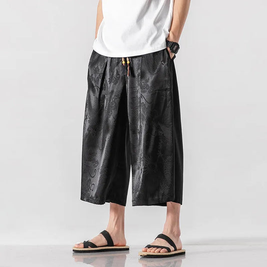 Men Causal Baggy Pants 2022 Men Chinese Style Draped Harem Pants Mens Traditional Wide Leg Pants Male Calf-Length Pants M-5XL