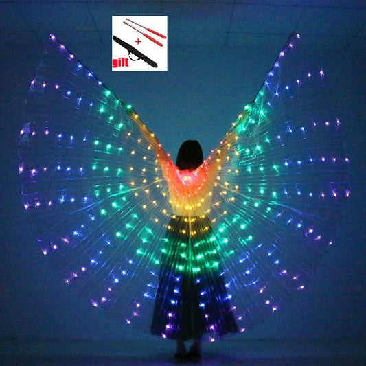 Rainbow Color Alas Angle Led Wings Adult Led Costume Belly Dance LED Wings Children Performance Fluorescent Butterfly Isis Wings